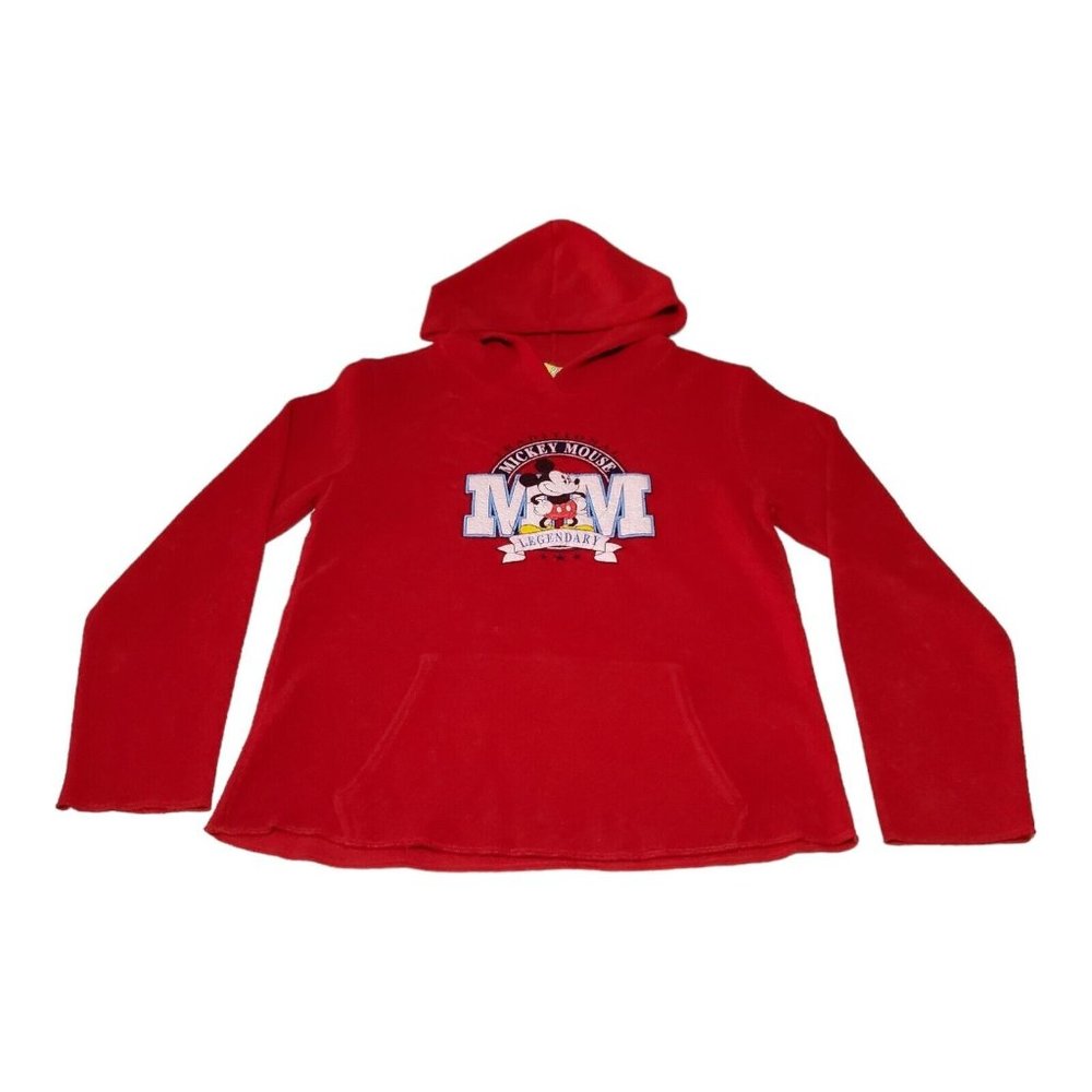 Vintage Stage 28 By Disney Women's Fleece Hoodie Size L‎ Red Mickey Mouse